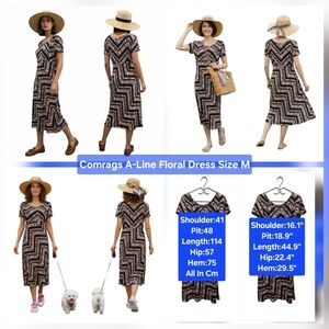 Comrags A-Line Floral Dress Size M